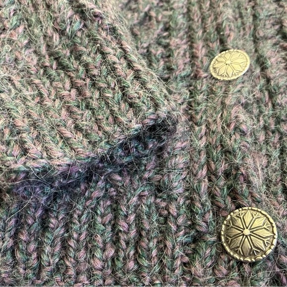 Vintage Mohair Blend Hand Knit Cardigan Sweater Fisherman Cable Knit Cozy Sz S - Picture 14 of 16